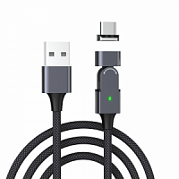 Магнитный поворотный кабель  PALMEXX USB to USB-C, PD 60W, длина 1м,серый