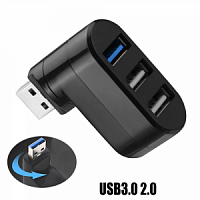 Хаб PALMEXX USB3.0 to 1*USB3.0+2*USB2.0+USBC, поворотный, чёрный /HUB-082
