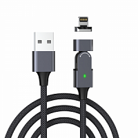Магнитный поворотный кабель  PALMEXX USB to Lightning, PD 60W, длина 2м,серый