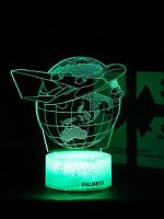 Светодиодный ночник PALMEXX 3D светильник LED RGB 7 цветов (самолёт вокруг планеты) LAMP-051